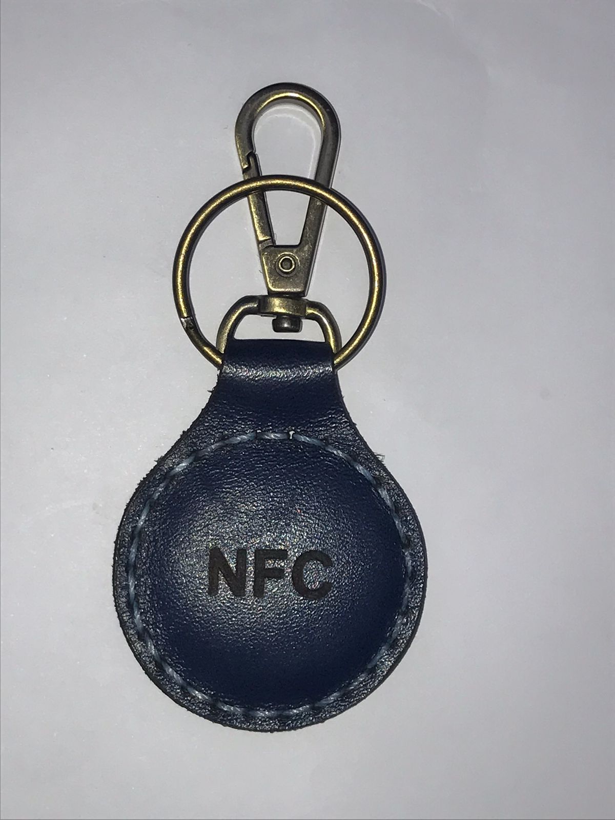 NFC Egypt Keychain - Share Everything Handmade Natural Leather (Blue) Chip Model 215